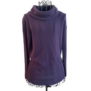 T by Talbots Lambswool Blend Purple Turtleneck Long Sweater Women's Size Small